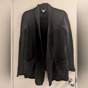 White + Warren Black Cashmere Cardigan